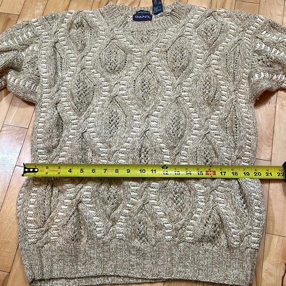 Gant Hand Knit Brown and Cream Open Cable Pattern - Picture 8 of 9